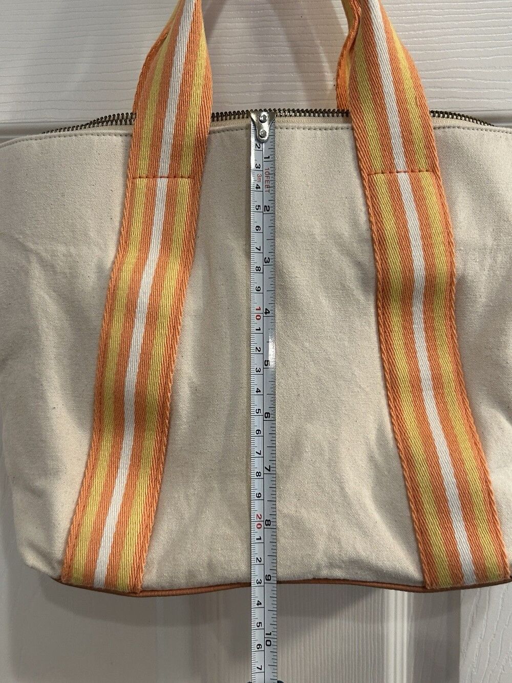 Orange Fall Collegiate style Universal thread small tote bag - Picture 5 of 6